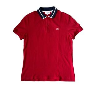 LACOSTE Men’s Slim Fit Cotton Polo Size 5 Red Navy Blue White